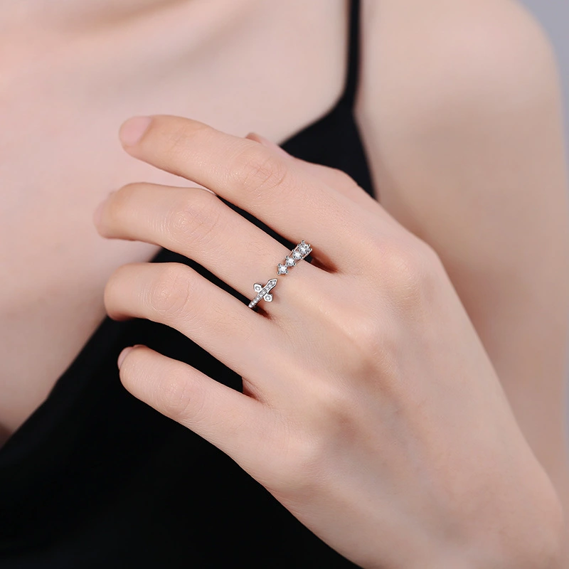 Womens Fashion Gold-Plated Ring With Micro-Paved Zirconia Stones