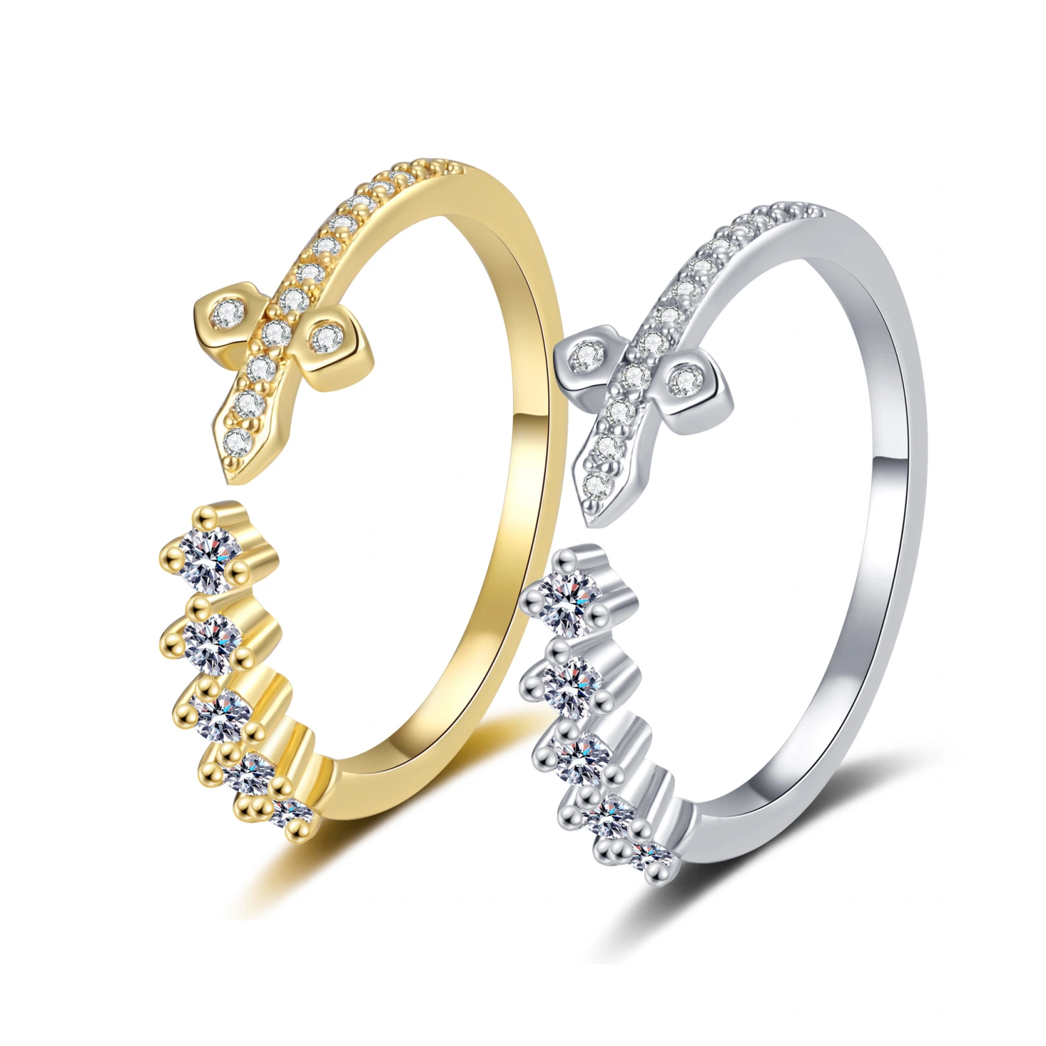Womens Fashion Gold-Plated Ring With Micro-Paved Zirconia Stones