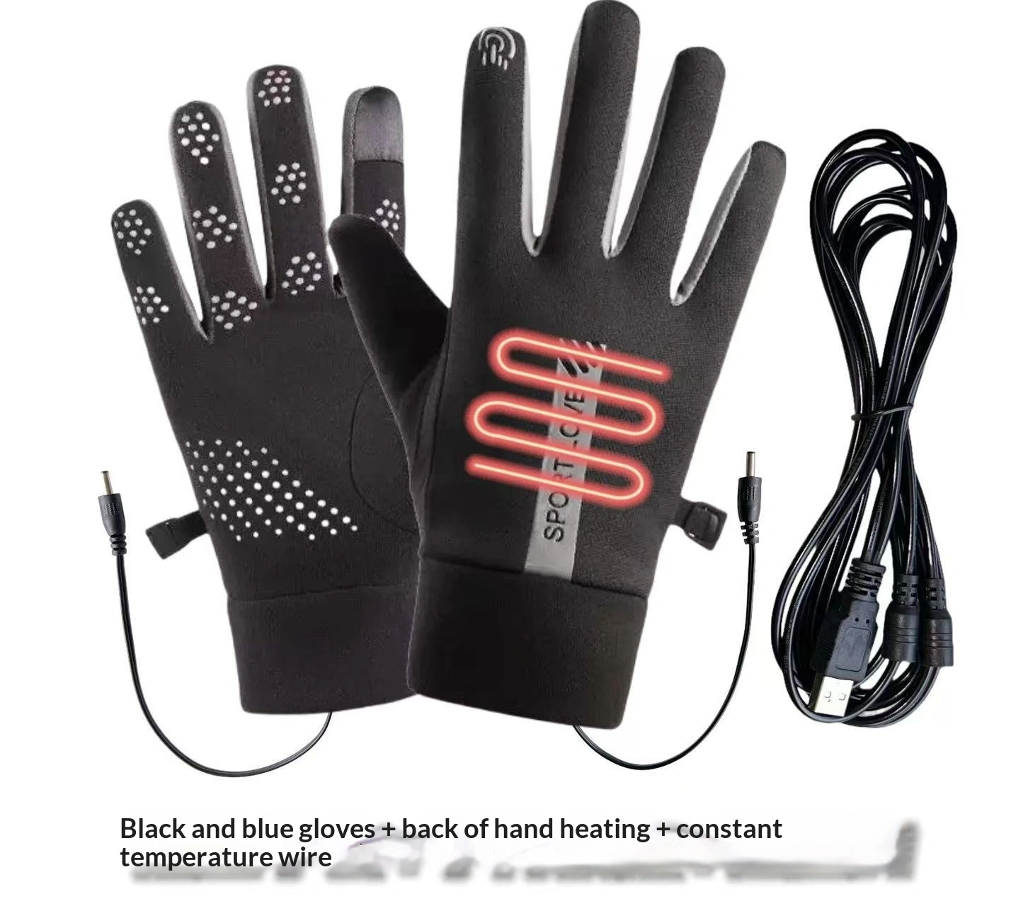 Outdoor Waterproof USB Three-Setting Temperature-Controlled Heated Gloves