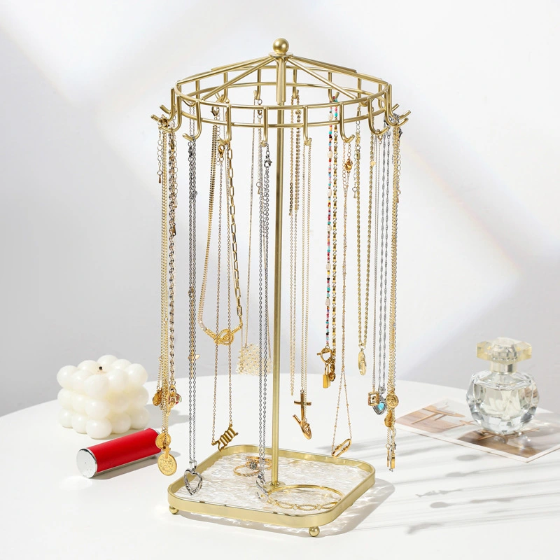 New Detachable Metal Acrylic Stand Rotating Necklace Display Rack Minimalist Jewelry Organizer