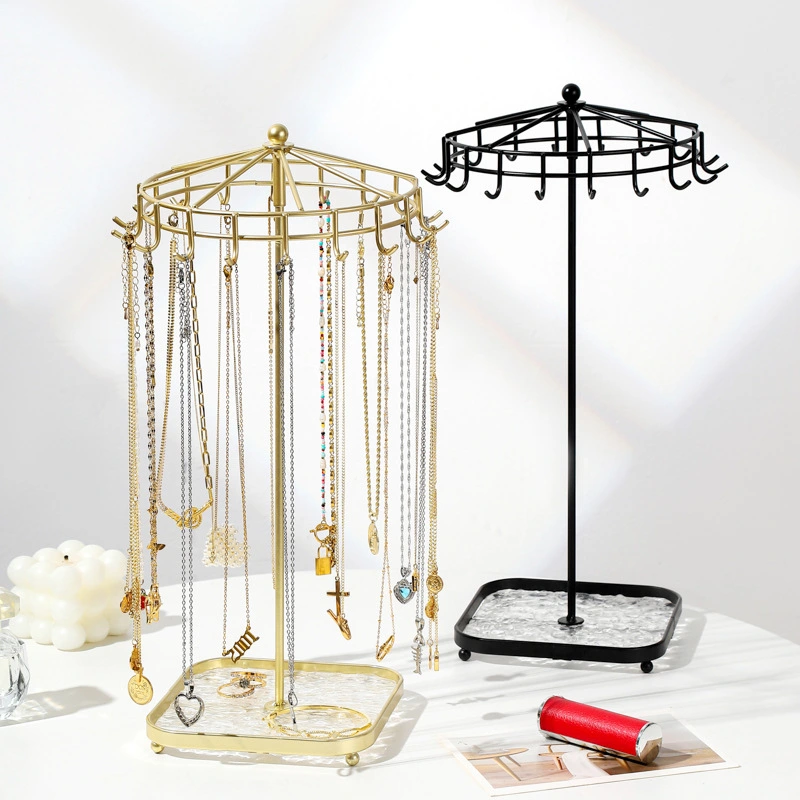 New Detachable Metal Acrylic Stand Rotating Necklace Display Rack Minimalist Jewelry Organizer
