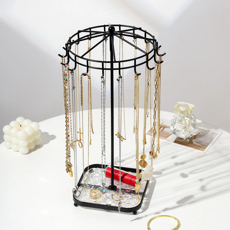 New Detachable Metal Acrylic Stand Rotating Necklace Display Rack Minimalist Jewelry Organizer