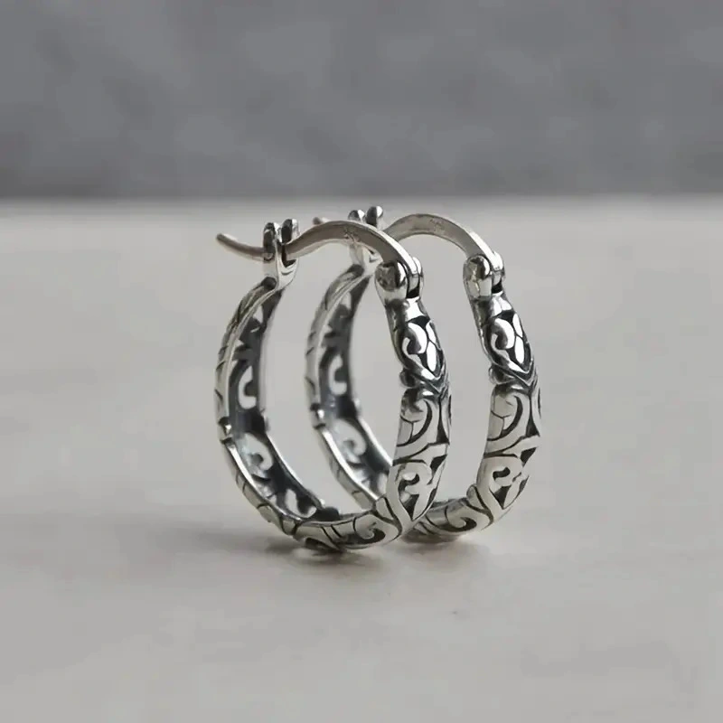 Geometric Hollow Flower Earrings Women's Vintage Fashion