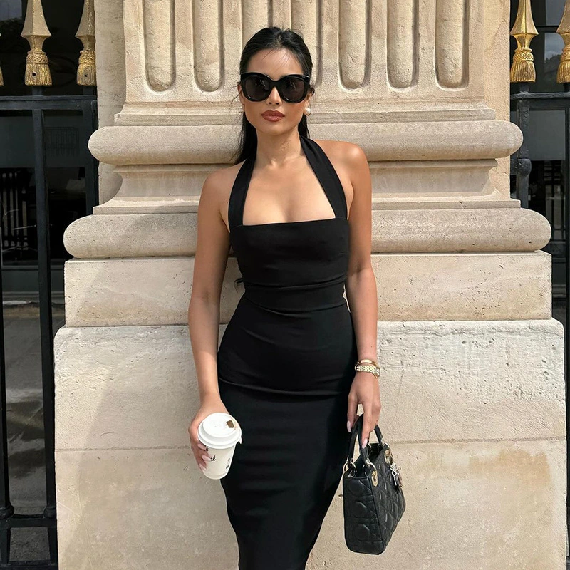 Women's Collar Halter Backless Fashion Dress