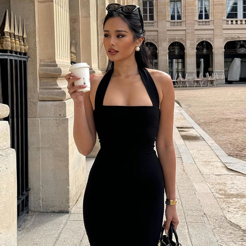 Women's Collar Halter Backless Fashion Dress