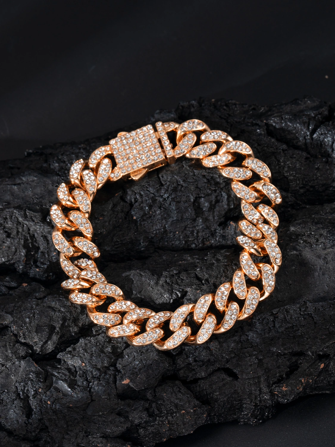 Spring Buckle Cuba Bracelet Alloy Full Diamond