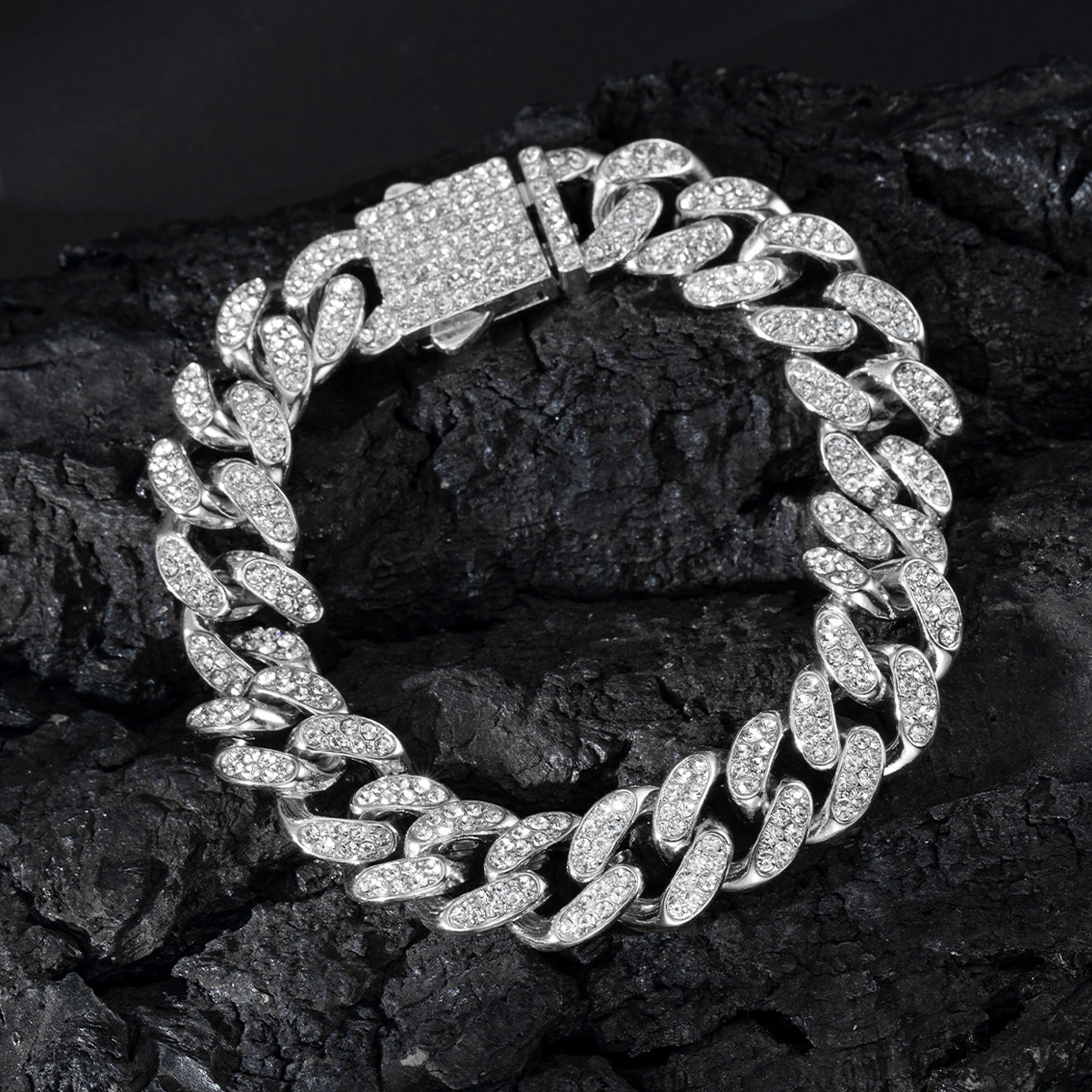 Spring Buckle Cuba Bracelet Alloy Full Diamond