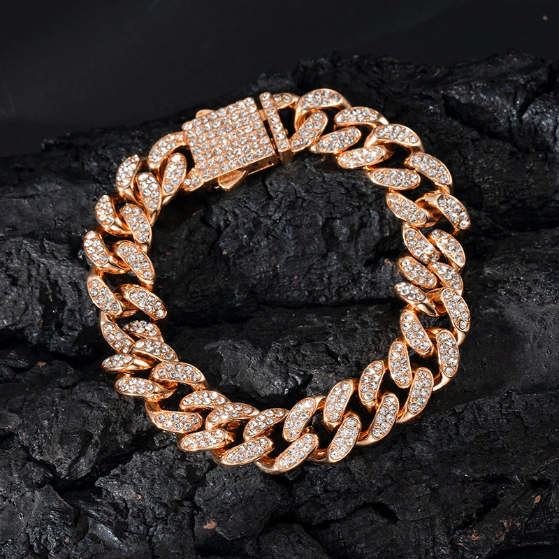 Spring Buckle Cuba Bracelet Alloy Full Diamond