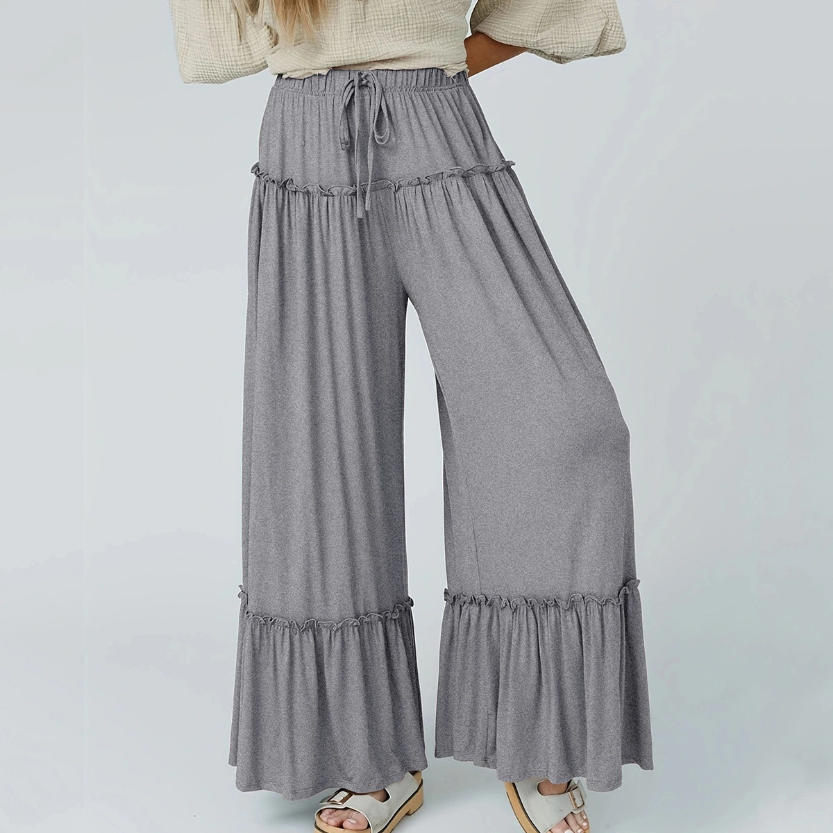 Solid-color High-waist Casual Pants For Women