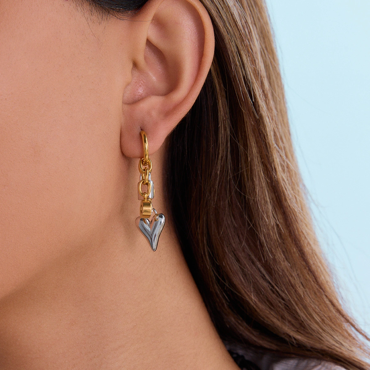 Heart-shaped Zircon Pendant Earrings Geometric Design