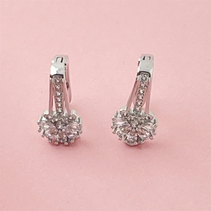 Ultra-shiny U-shaped Flower Zircon Earrings For Women