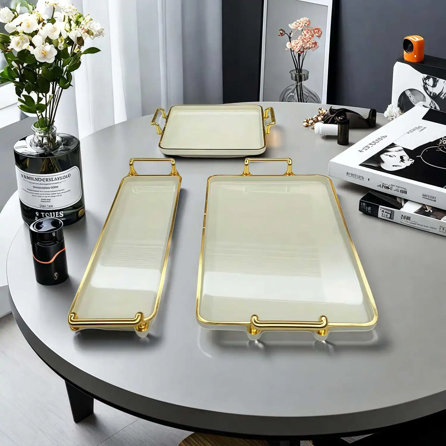 Light-luxury Rectangular Tray For Cup Storage