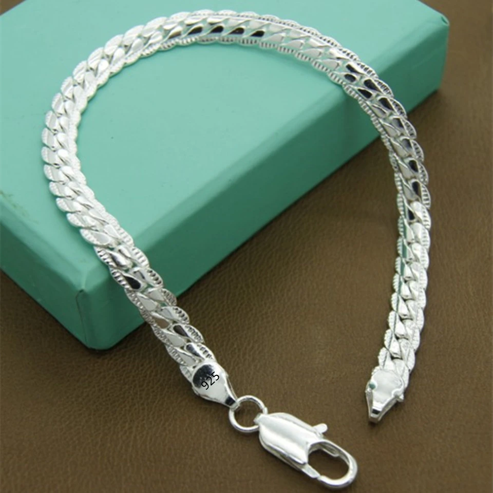 Silver-plated Fully Side-profile Chain Bracelet Jewelrystylish And On-trend