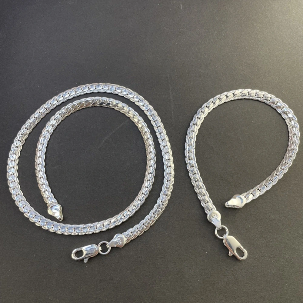 Silver-plated Fully Side-profile Chain Bracelet Jewelrystylish And On-trend