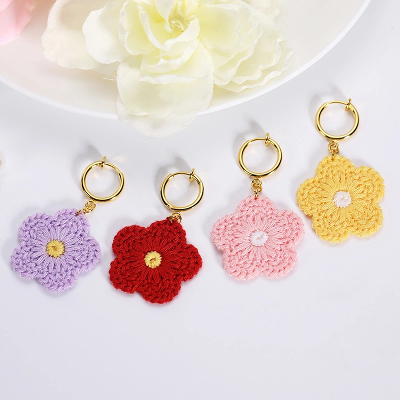 Female Creative Versatile Knitted Flower Earrings