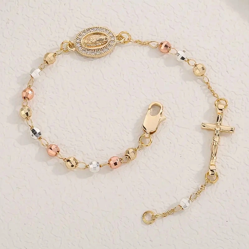 Delicate Color-encrusted Cross Bracelet With A Light-luxury High-end Vibe