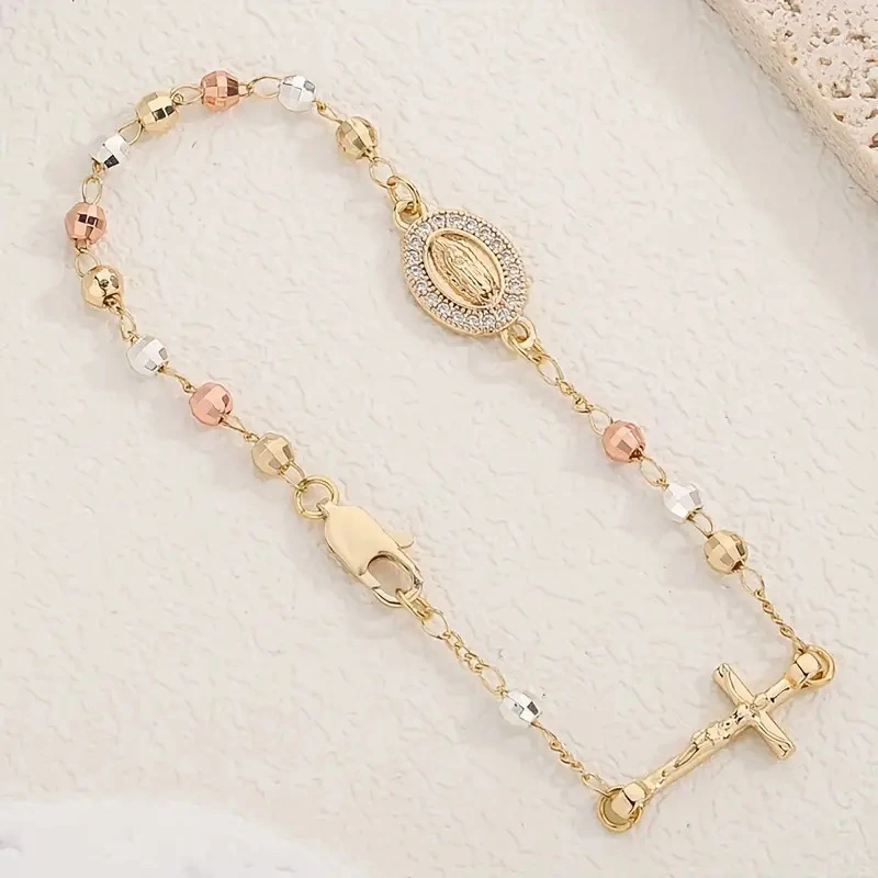 Delicate Color-encrusted Cross Bracelet With A Light-luxury High-end Vibe