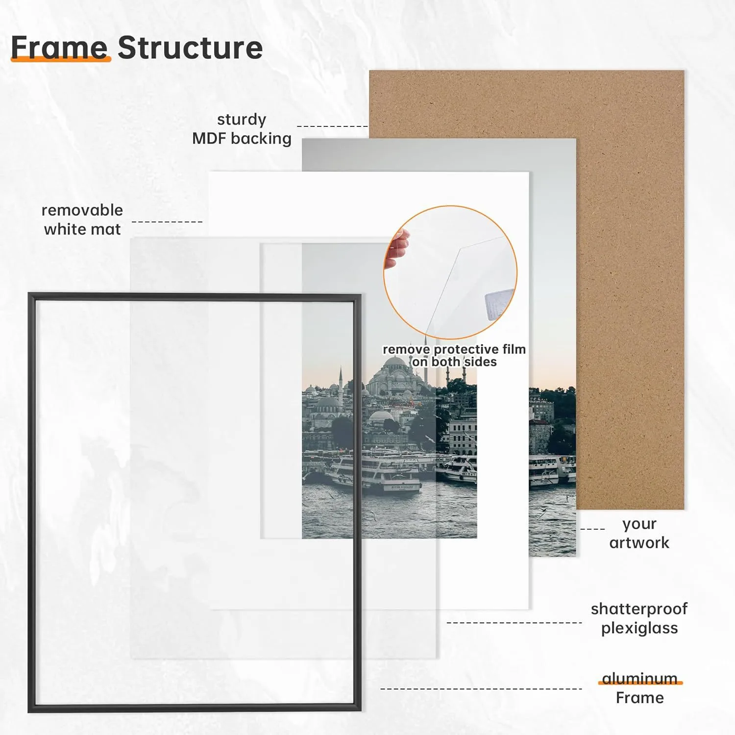 Simple Solid-color Aluminum Alloy Photo Frame For Wall Decoration