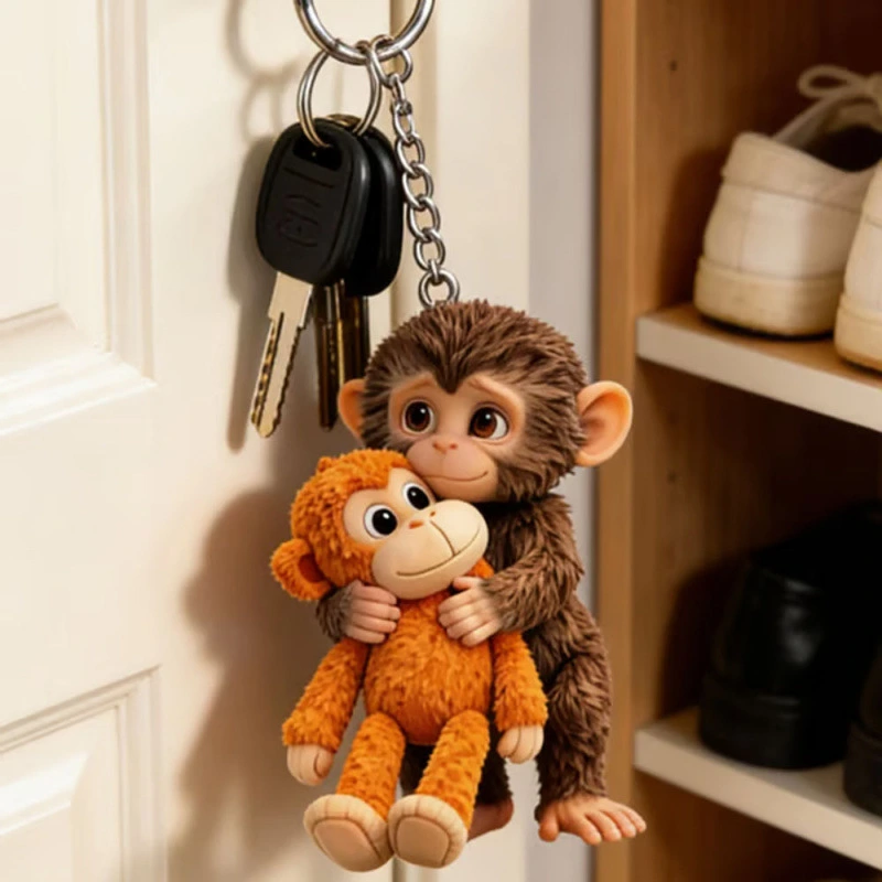Monkey Hug Acrylic Keychain