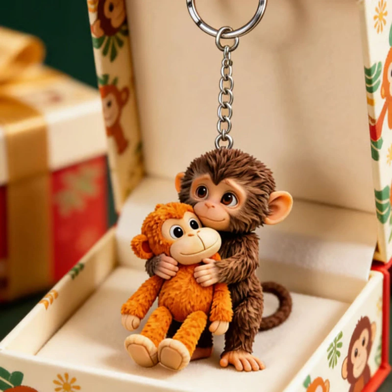 Monkey Hug Acrylic Keychain