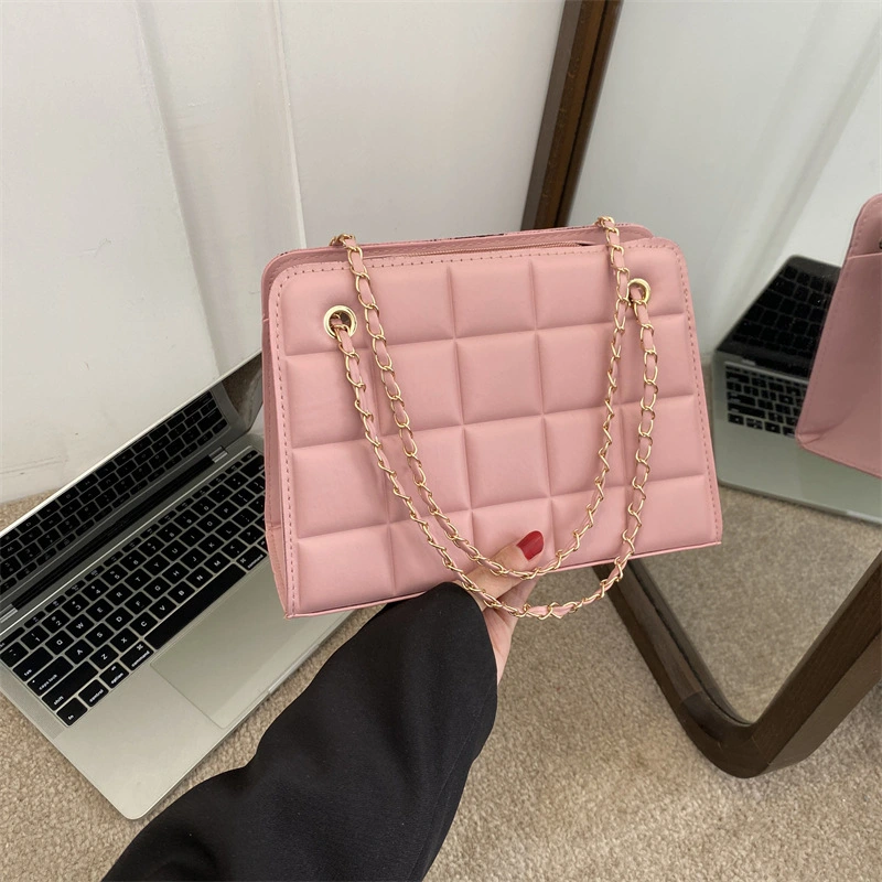 Plaid Bag Womens Small Diamond-Pattern Embroidered Grid Shoulder Bag