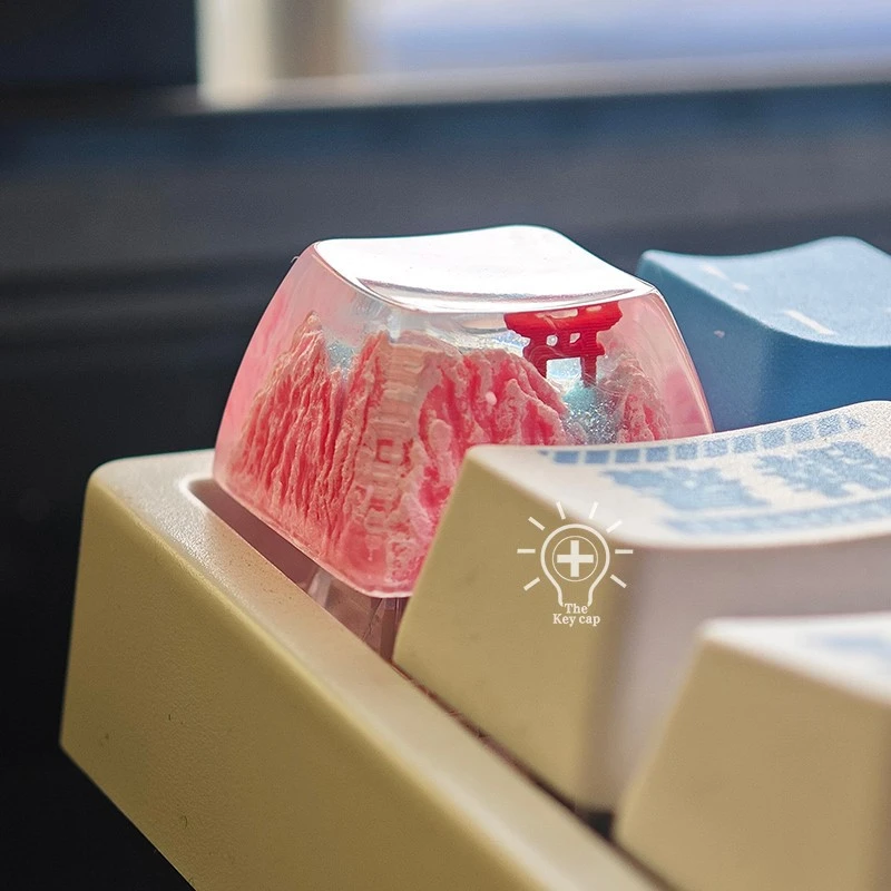Keycaps Featuring Snow-capped Mountains And Torii Gates As Design Elements
