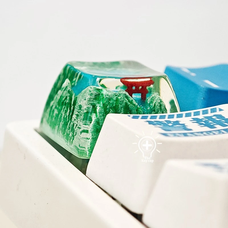 Keycaps Featuring Snow-capped Mountains And Torii Gates As Design Elements