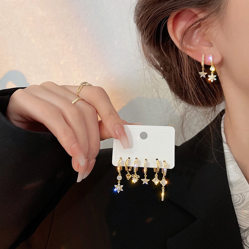 Stylish And Exquisite Earring Set Of Six Pieces
