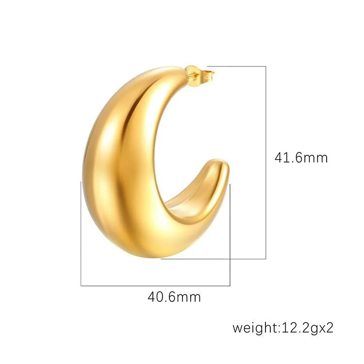 Stylish Stainless Steel Extra-Large Hollow Crescent Earrings With A High-End Look