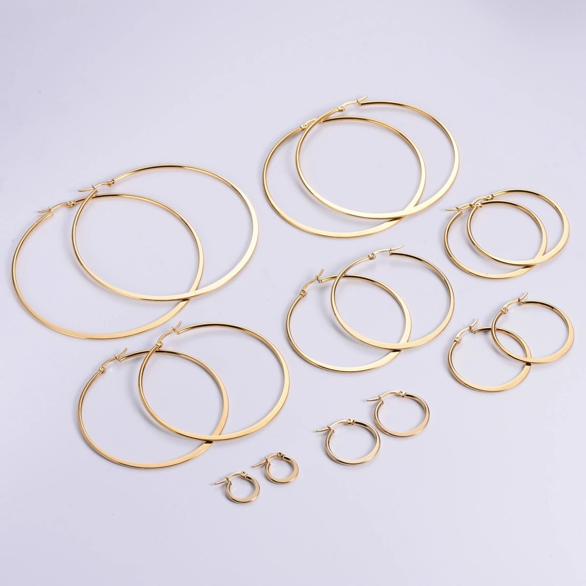 Titanium Steel Flattened Ear Wire Clip Earrings For Women