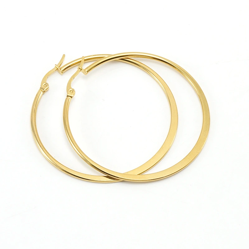 Titanium Steel Flattened Ear Wire Clip Earrings For Women