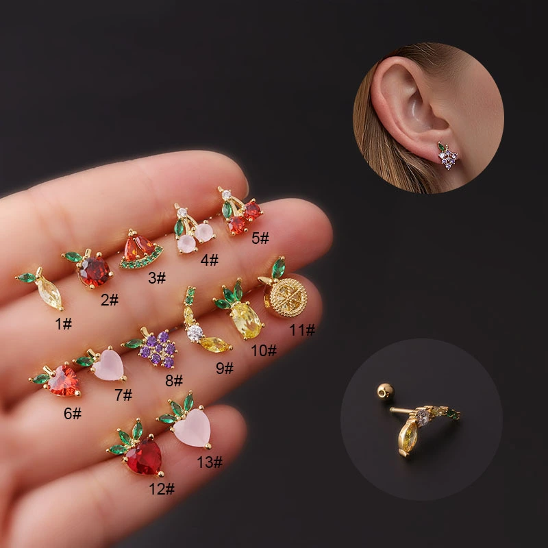 New Style Colorful Zircon Fruit Stud Earrings Fashionable