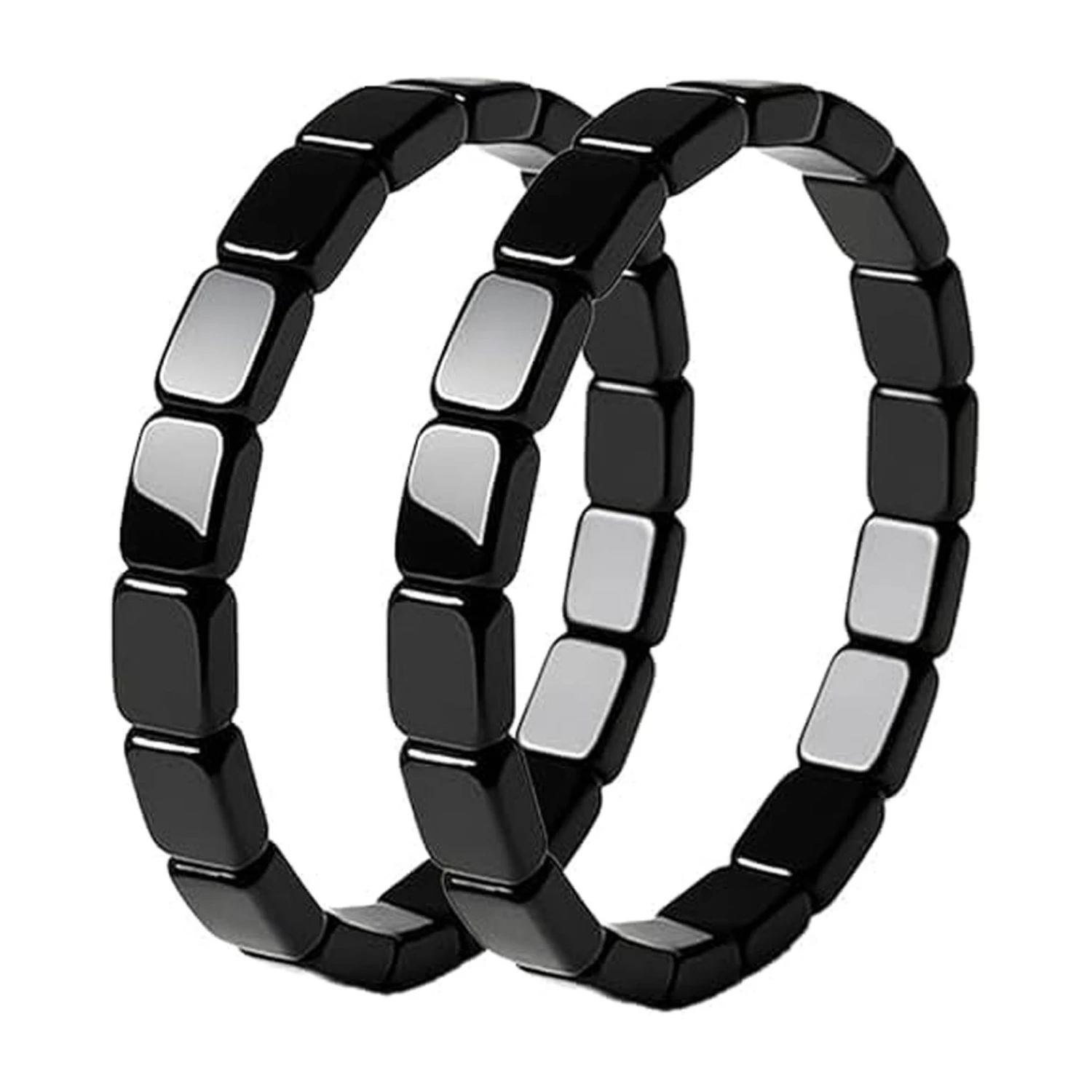 Square Black Tourmaline Bracelet Mens Elastic Mixed-Style Bracelet