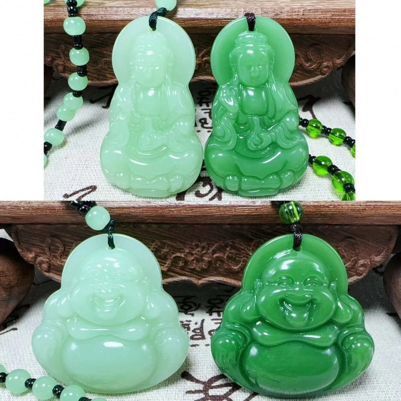 Hetian-style Guanyin Buddha Pendant Ethnic-style Sweater Chain For Men
