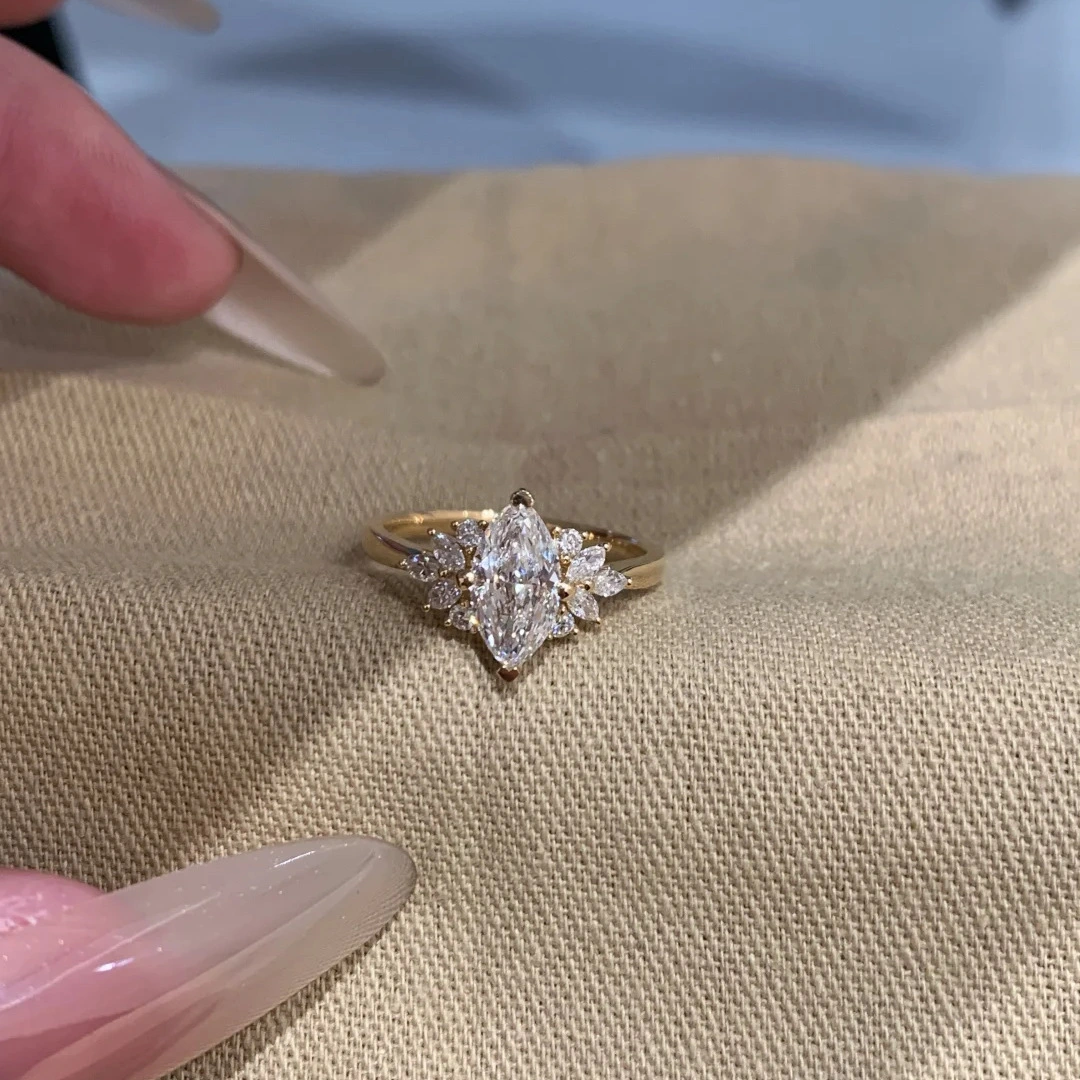 Diamond Ring Marquise-cut Pendant Necklace Everyday Zircon-studded Ring