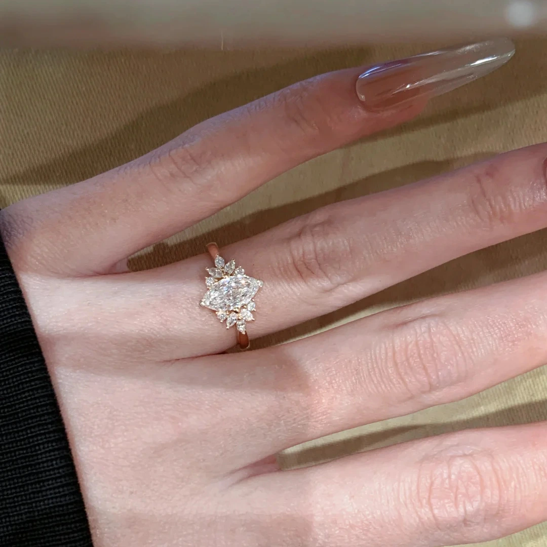 Diamond Ring Marquise-cut Pendant Necklace Everyday Zircon-studded Ring