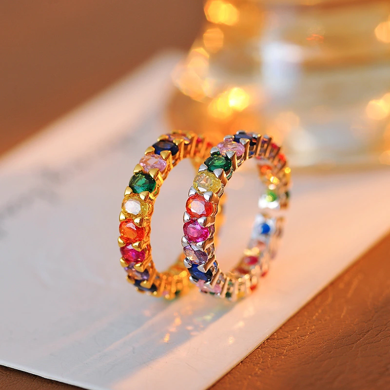 Niche Light-luxury Design With A High-end Feel Candy-colored Rainbow Ring