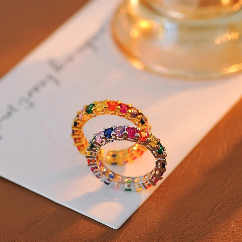 Niche Light-luxury Design With A High-end Feel Candy-colored Rainbow Ring