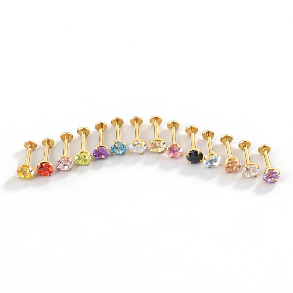 Titanium Alloy 18K Gold-Plated 5A Zircon Earrings