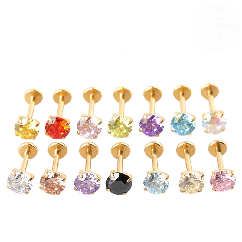 Titanium Alloy 18K Gold-Plated 5A Zircon Earrings