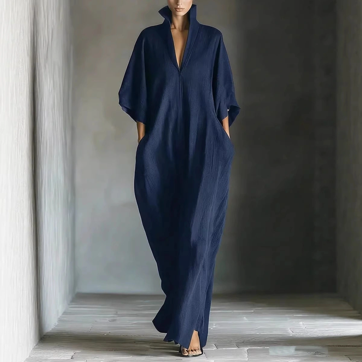 Women's Fashion V-Neck Casual Loose Dress