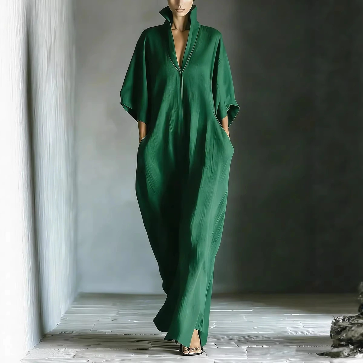 Women's Fashion V-Neck Casual Loose Dress