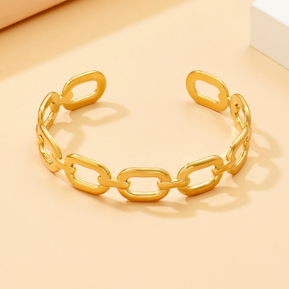 Minimalist Hollow Square Chain Link Stainless Steel Bracelet