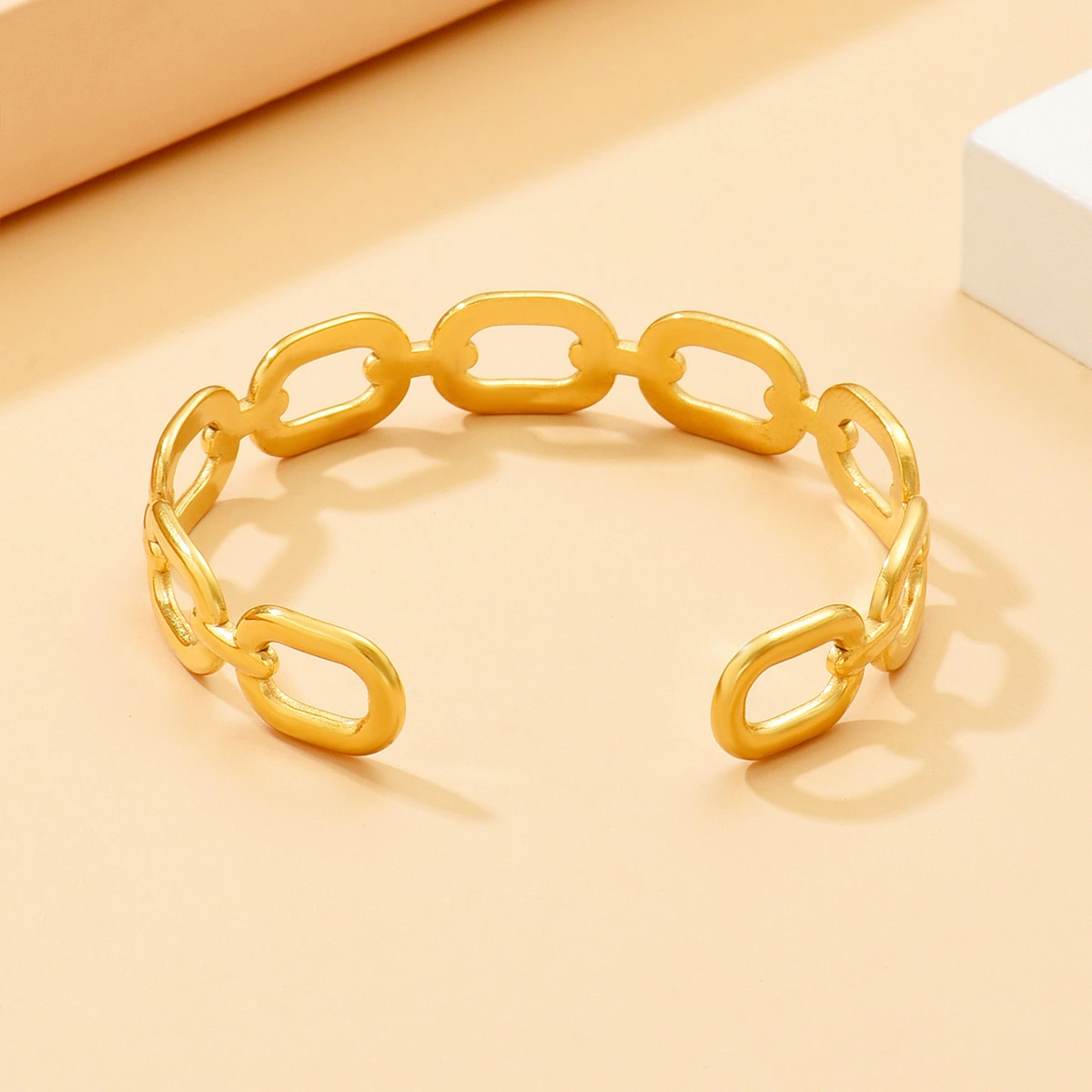 Minimalist Hollow Square Chain Link Stainless Steel Bracelet