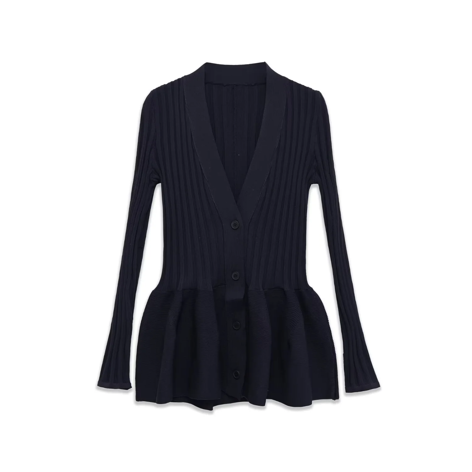 European And American-style Instagram-worthy Floral Blue Knitted Cardigan Dress