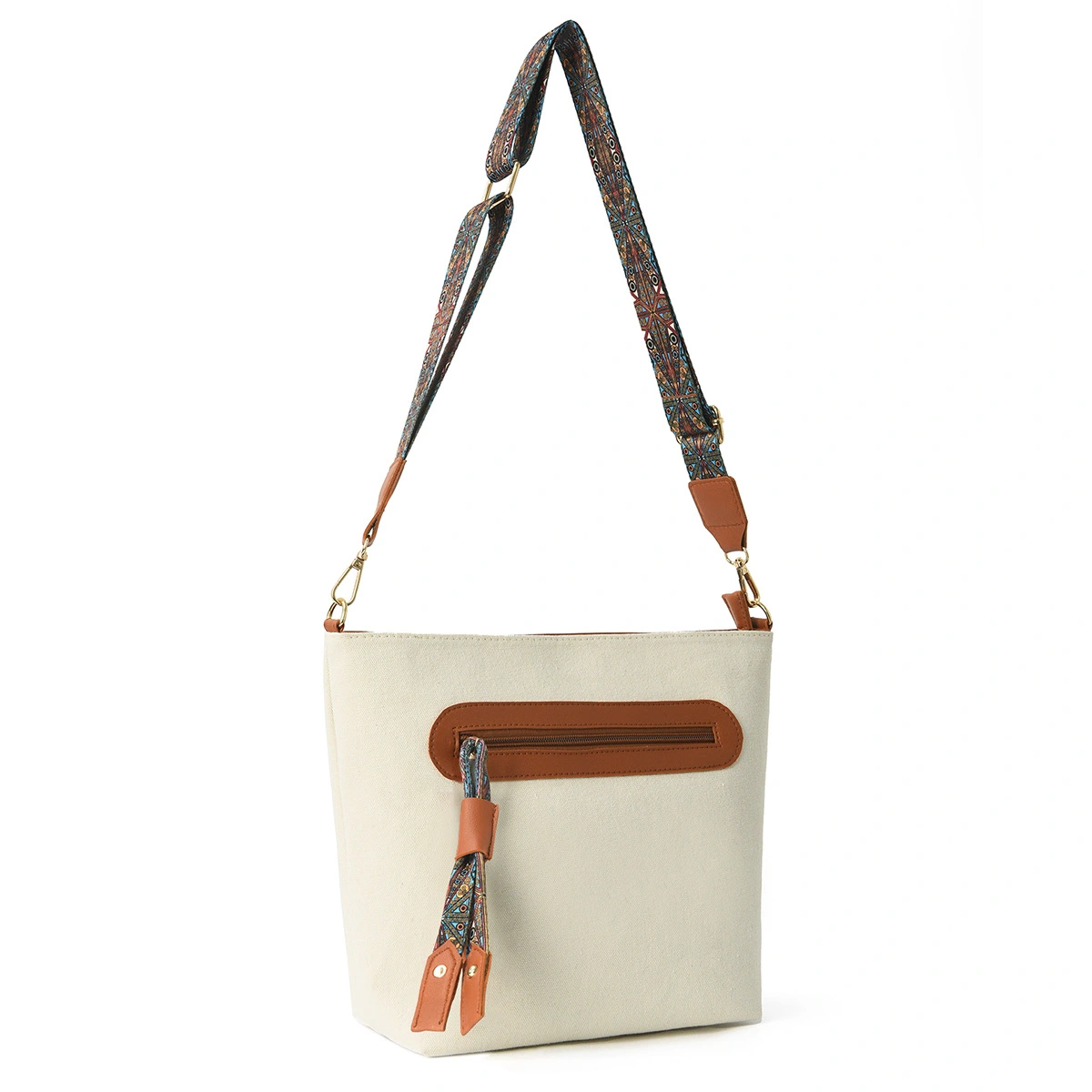 Fashionable Large-Capacity Printed Ribbon Tassel Shoulder Bag