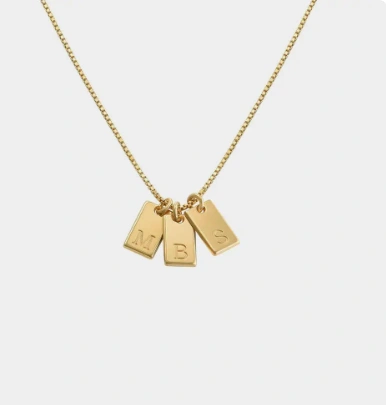 Willow Tag Initial Necklace 18K Gold Plated Custom
