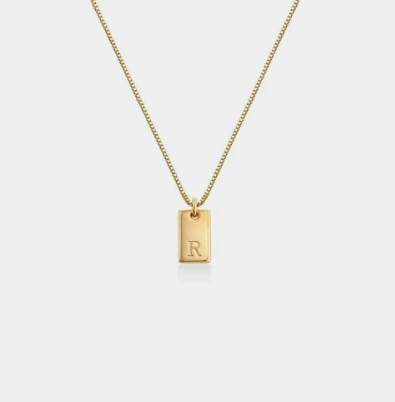 Willow Tag Initial Necklace 18K Gold Plated Custom