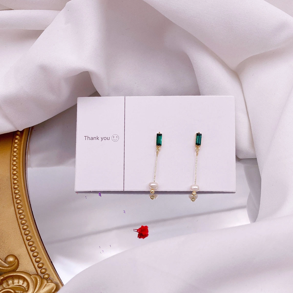 Freshwater Pearl Earrings For Women Unique Design With Green Zircon
