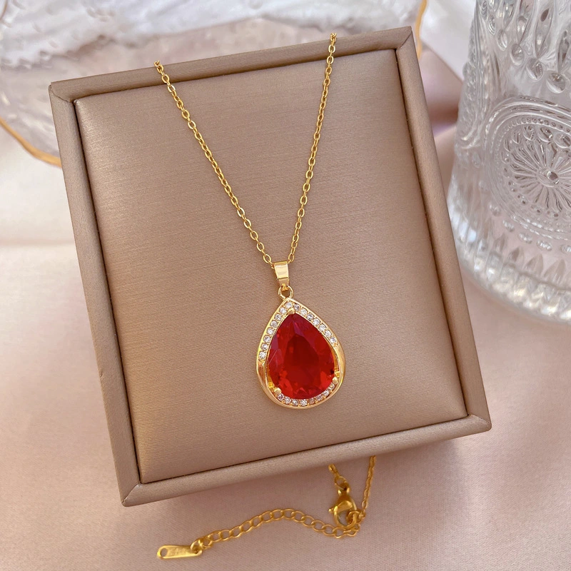 Women's Fashion Red Micro-Pave Diamond Necklace For Women